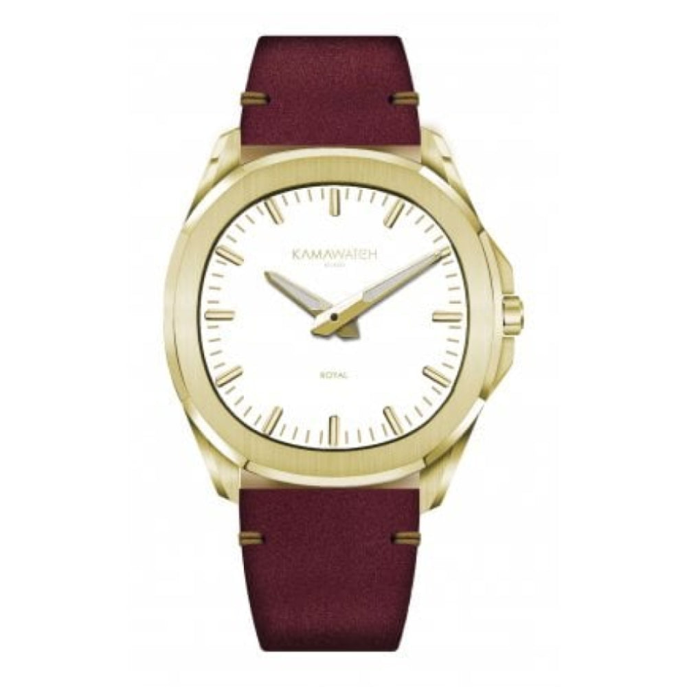 Royal White Dial & Red To Black & To Grey Camouflage Leather Strap Wristwatch