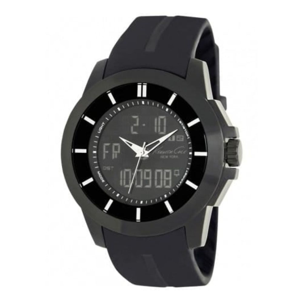 Gents Black Silicone Combo Strap Watch