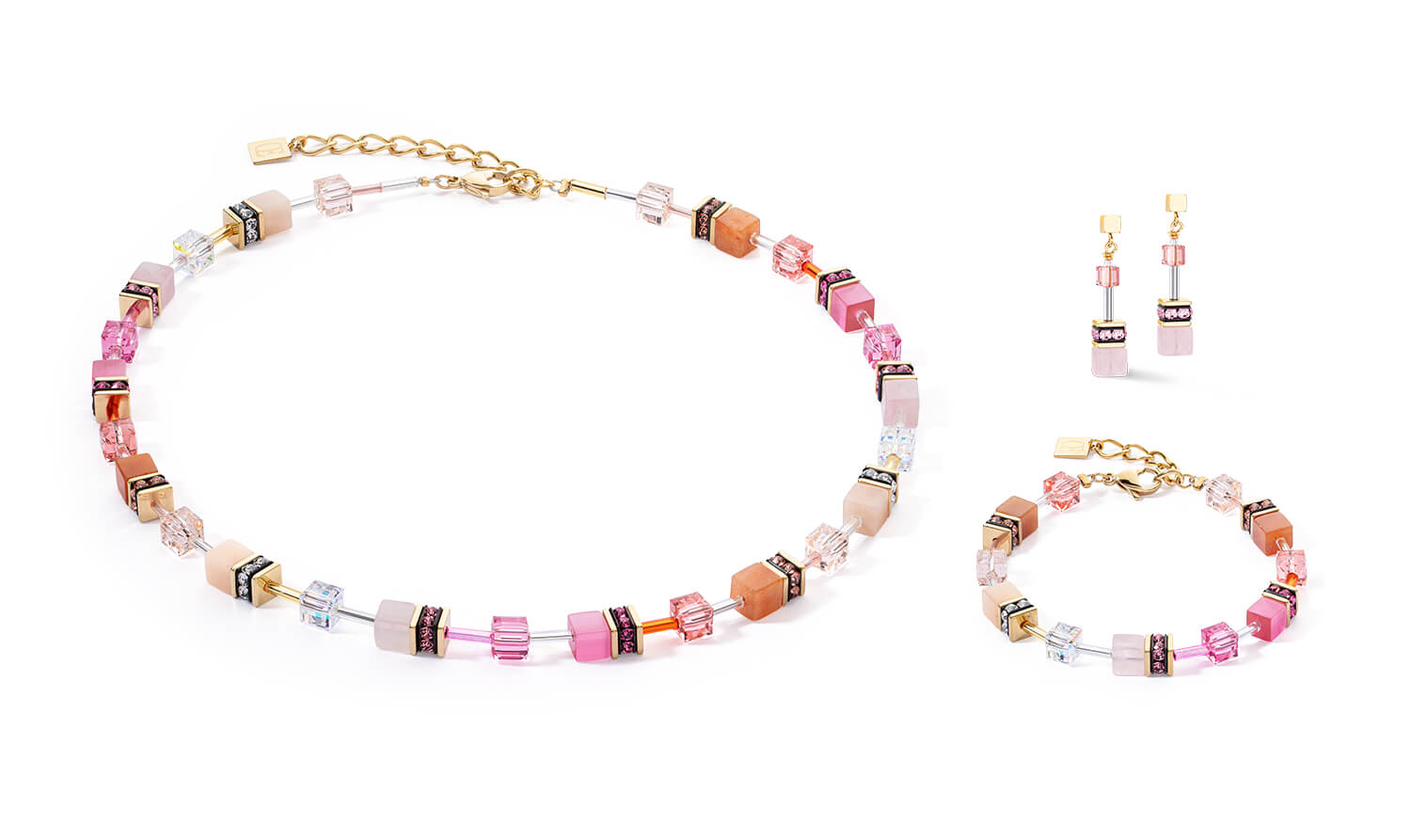 GeoCUBE Iconic Precious Earrings With Stickpin In Rose-Orange