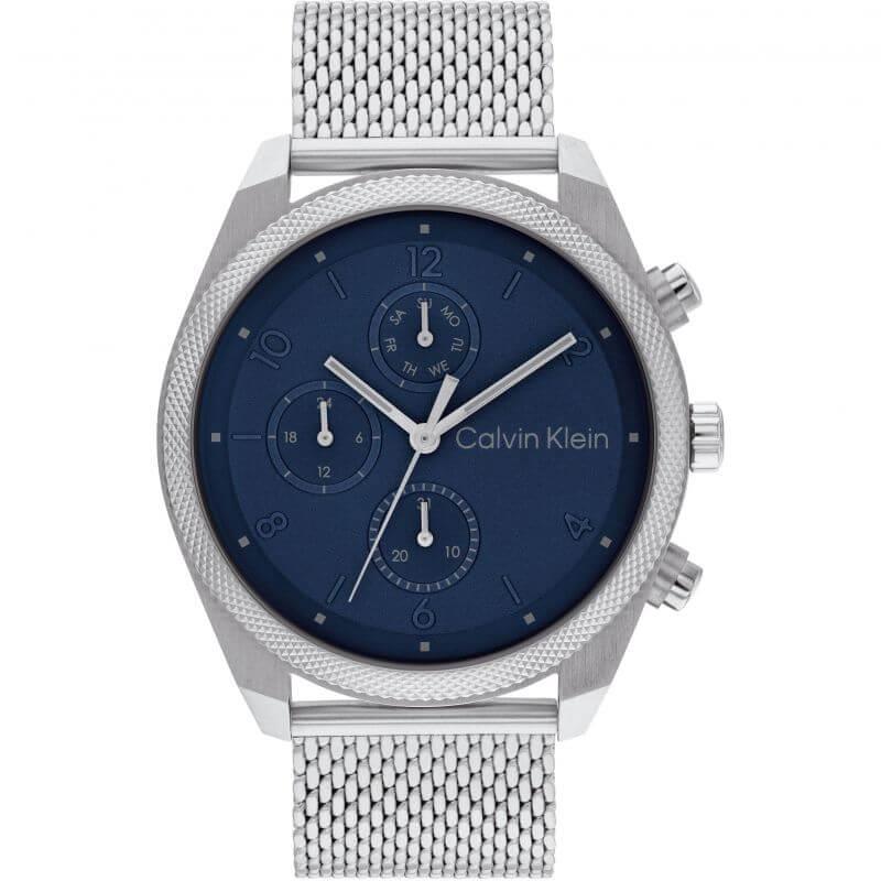 SS Blue Chronograph Dial With Mesh Strap Watch
