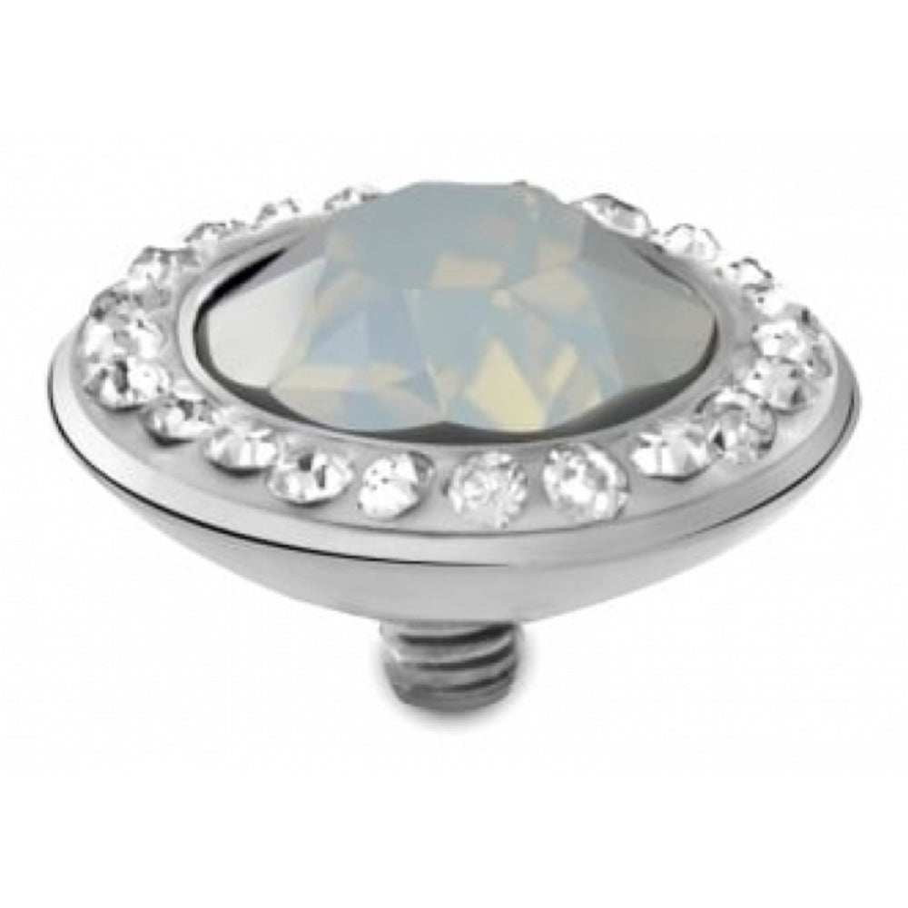 Famosa Stainless Steel 13mm Tondo Deluxe White Opal Ring Top