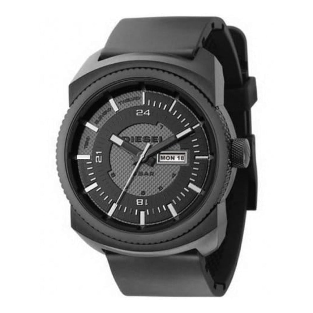 Gents Black Rubber Buckle Strap Watch