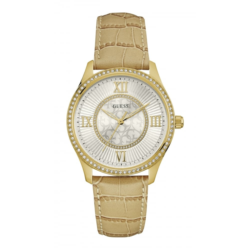 Gold Plated Leather Strap Ladies Wristwatch