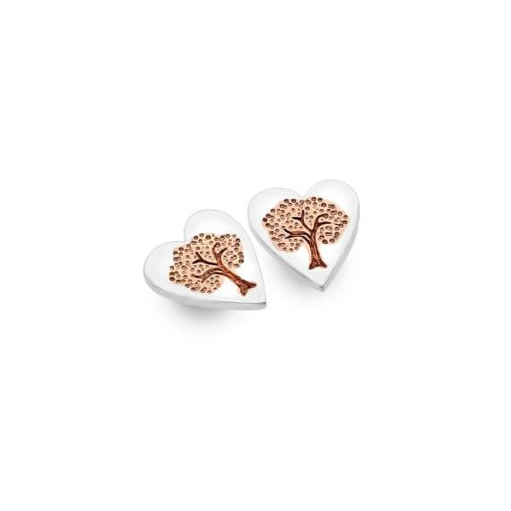 Origins Rose Gold Tone Tree In Heart Stud Earrings