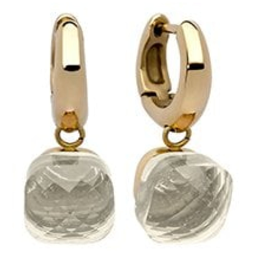 Creole "Firenze" Big (G/P) White Topaz Earrings