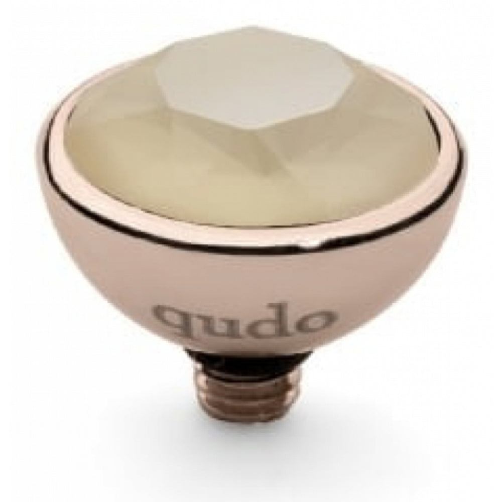 Famosa Rose Gold Plated 10mm Bottone Ivory Cream Ring Top