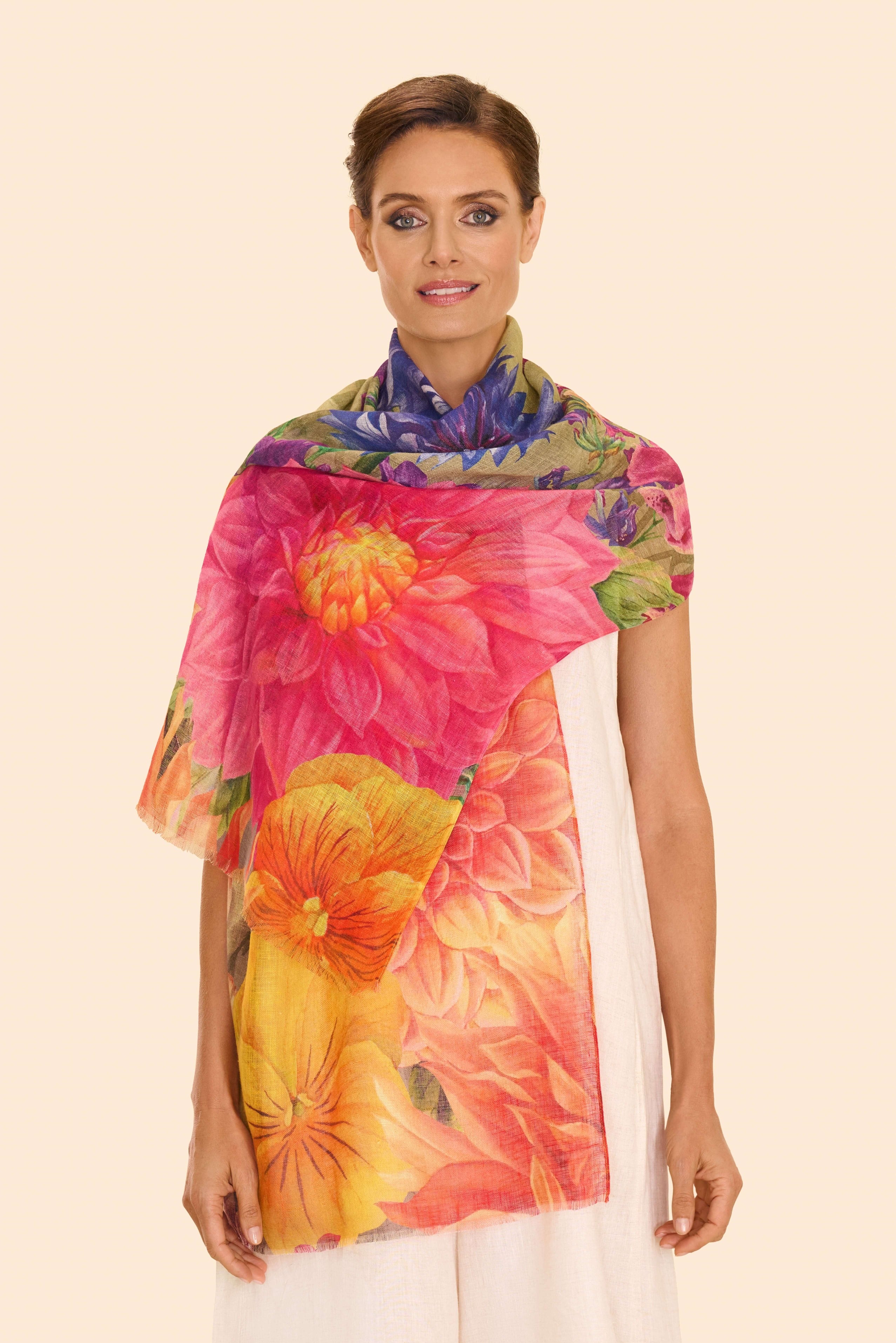Bountiful Blooms Linen/Cotton Scarf