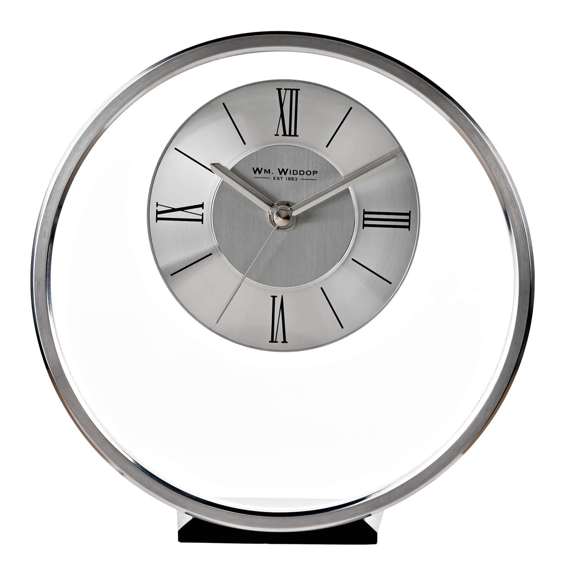 Round Silver Mantel Clock
