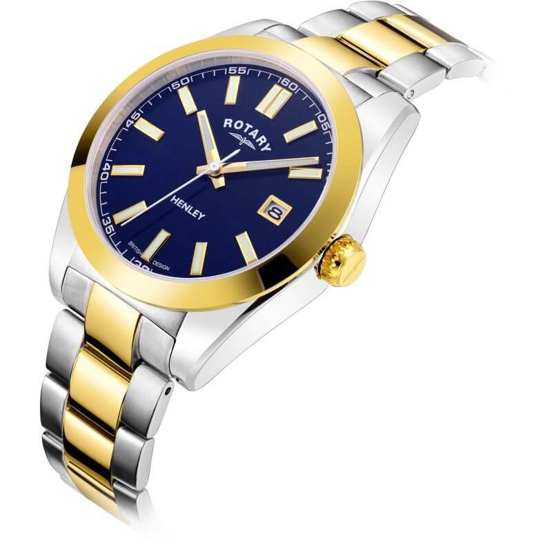 Henley Quartz Sapphire Blue Dial Two-Tone Watch