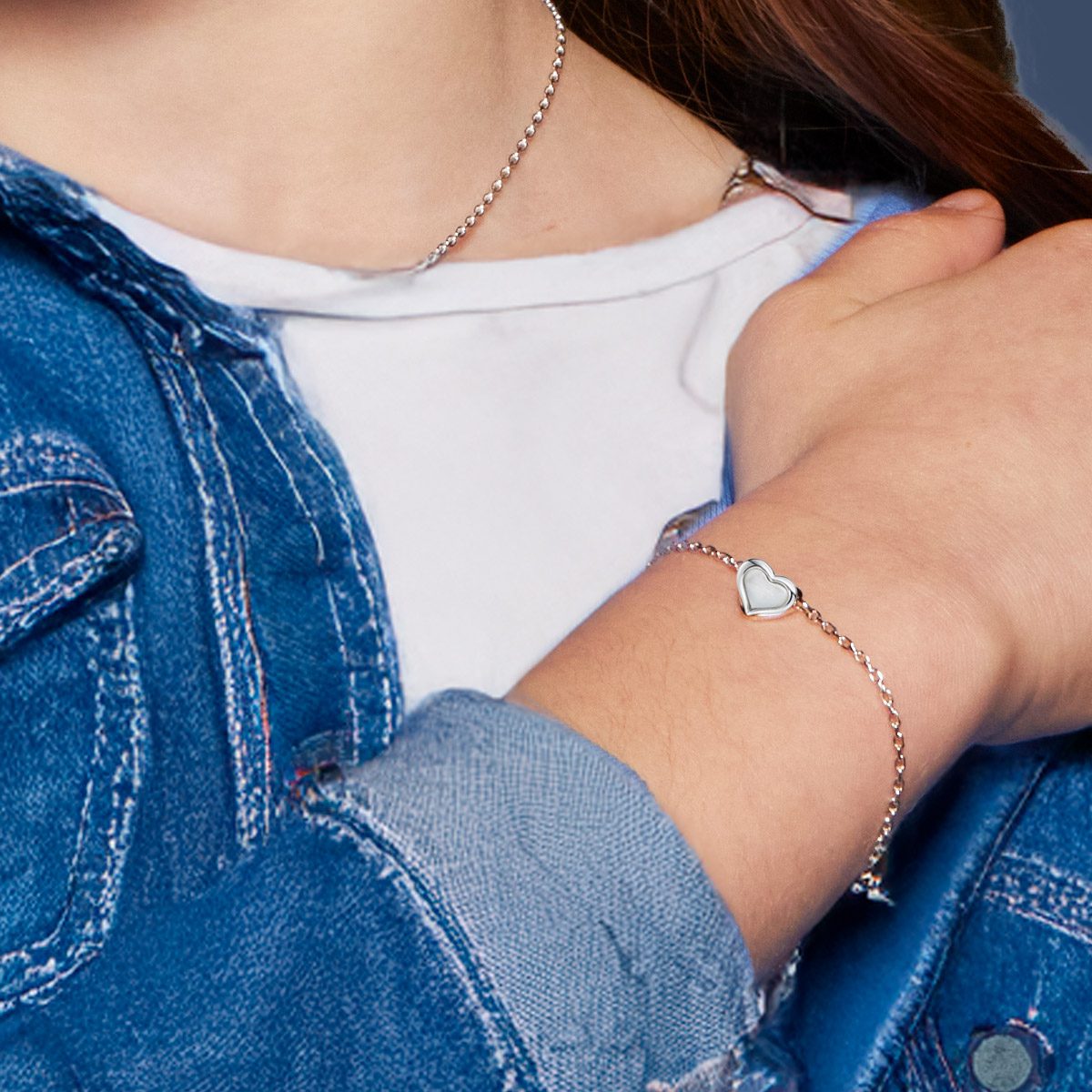 Betty Childrens Silver MOP Heart Bracelet