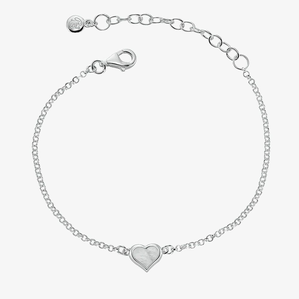 Betty Childrens Silver MOP Heart Bracelet