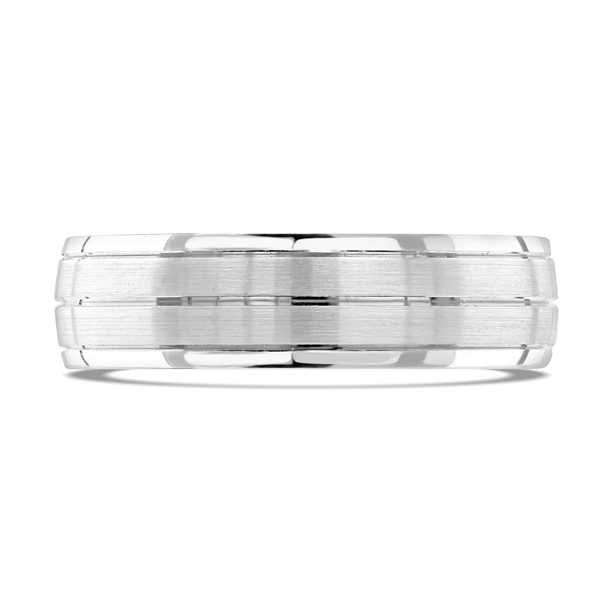 Modern Gents Platinum Wedding Band With Matte Centre