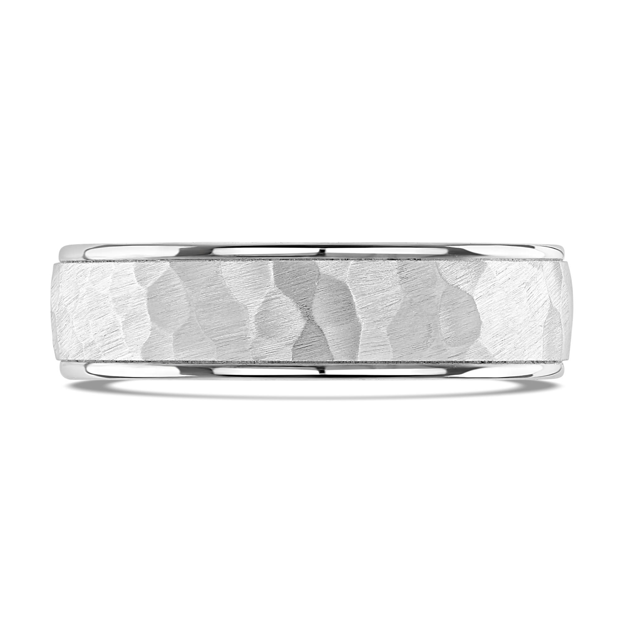 Modern Gents Platinum Wedding Band With Hammered Centre