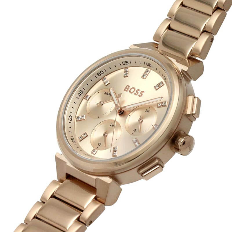 One Rose Chronograph Dial RG Tone Bracelet Strap Ladies Watch