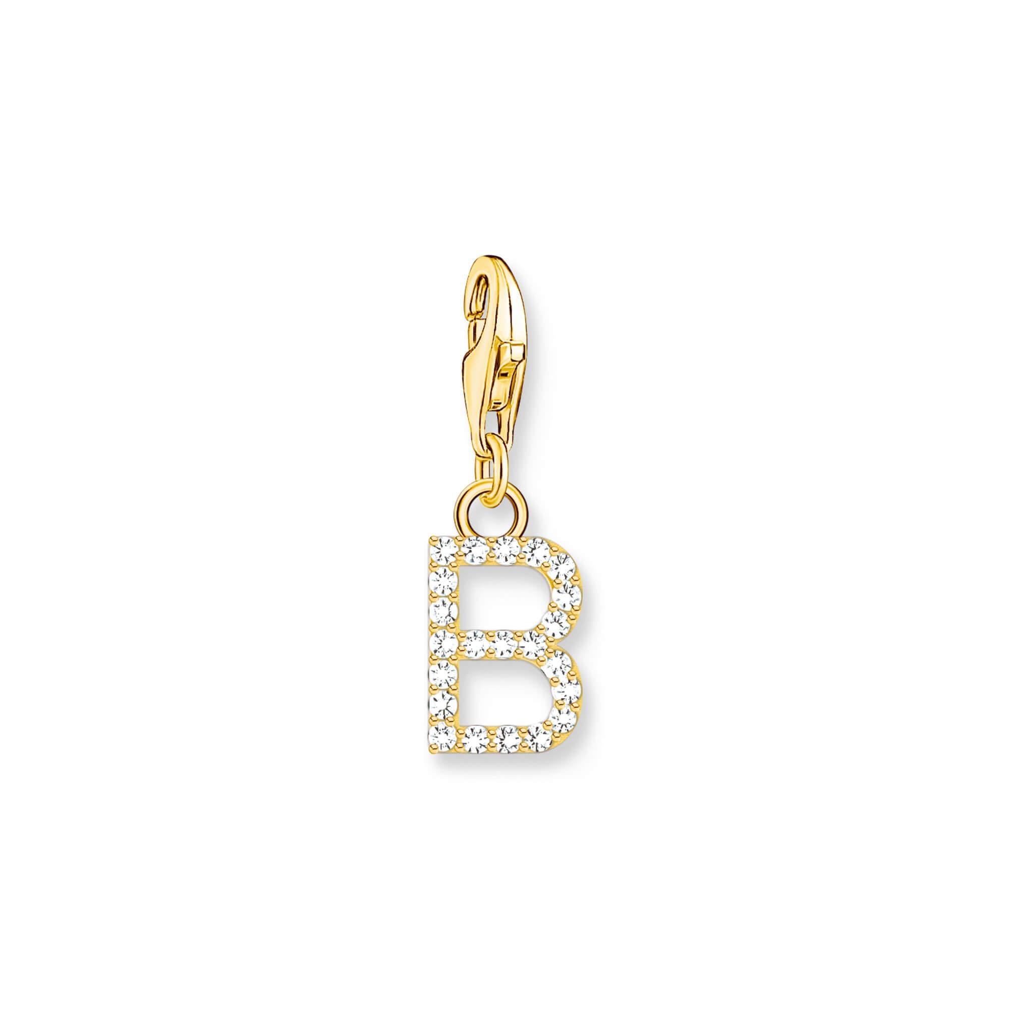 Gold Plated Sparkling letter B Charm Pendant