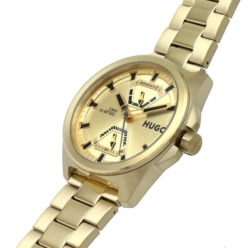 EXPOSE Gold Dial Gold Plated Bracelet Strap Gents Watch