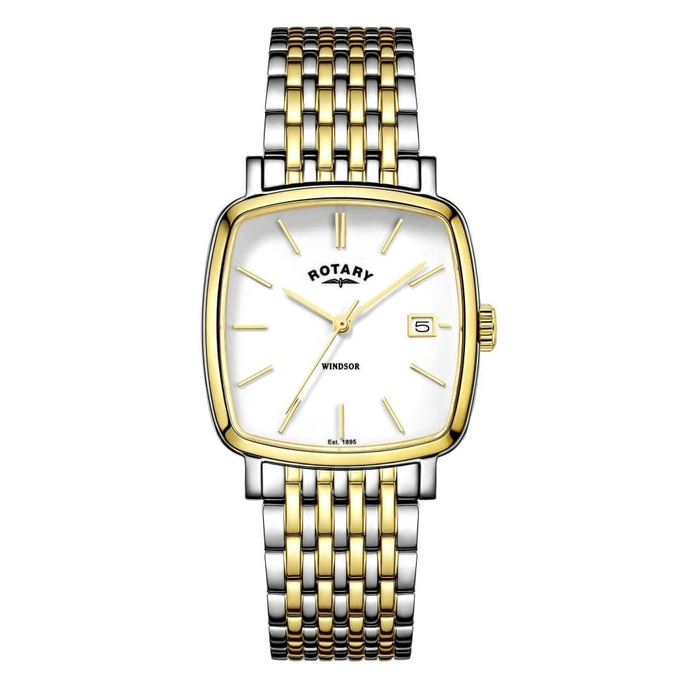 Mens Square Two Tone Windsor Bracelet Watch