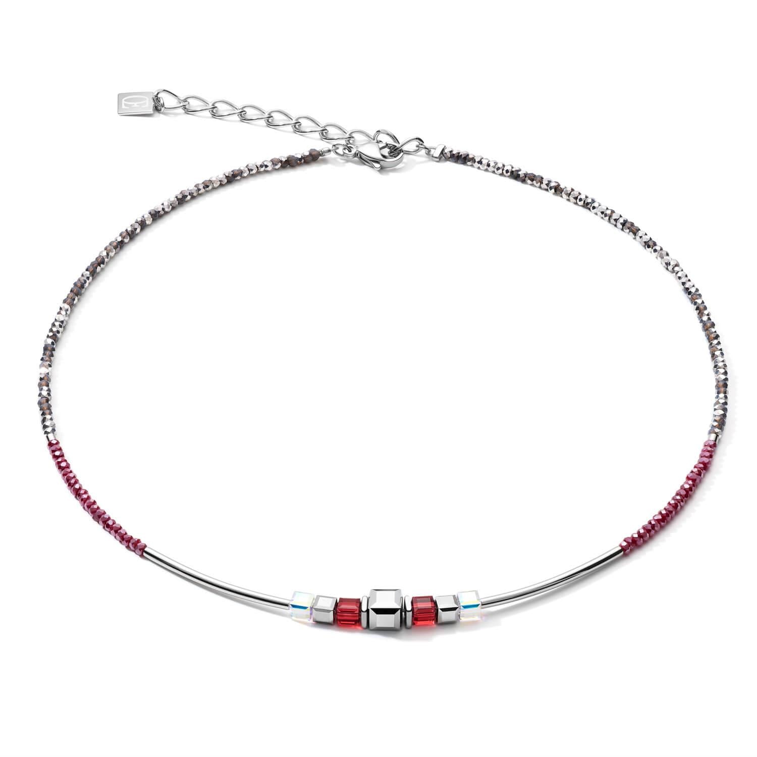 GeoCUBE Frontline Silver-Red Necklace