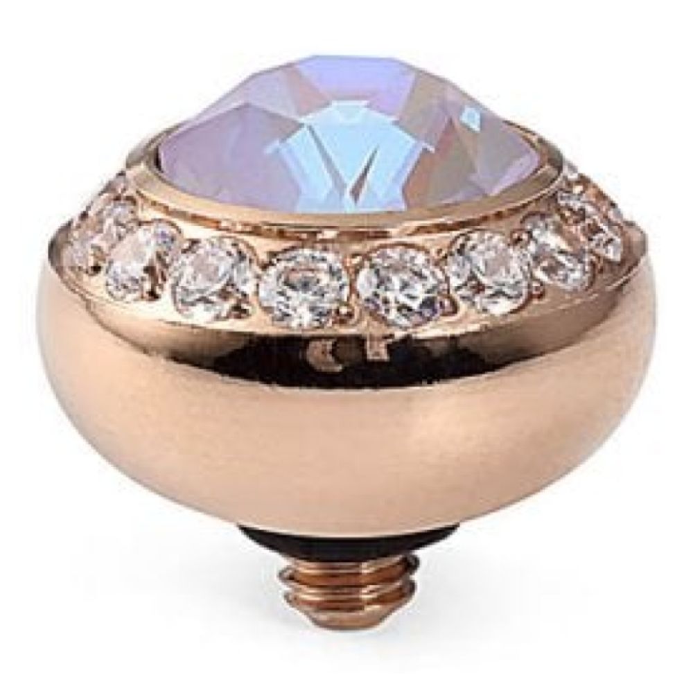 10mm Interchangeable Tondo Deluxe Lavender Delite Crystal Top in RG With Crystal Bordered