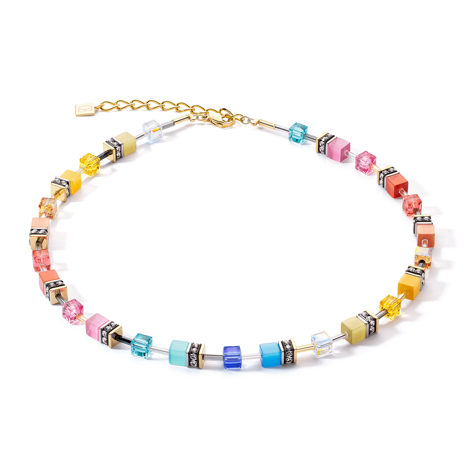 GeoCUBE Multicolour Classic Gold Necklace