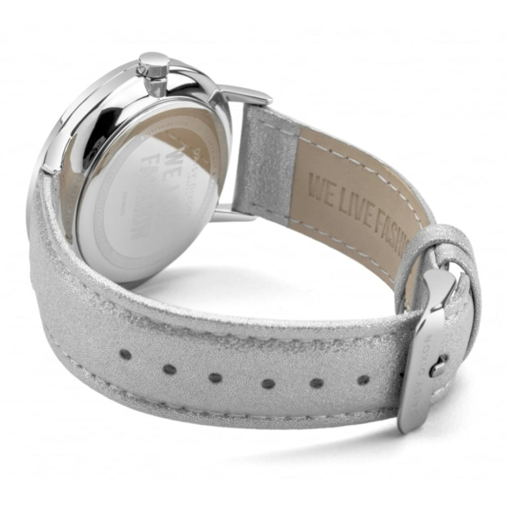 Harper Silver Metallic Strap With Overside Silver Case & White Dial Ladies Watch