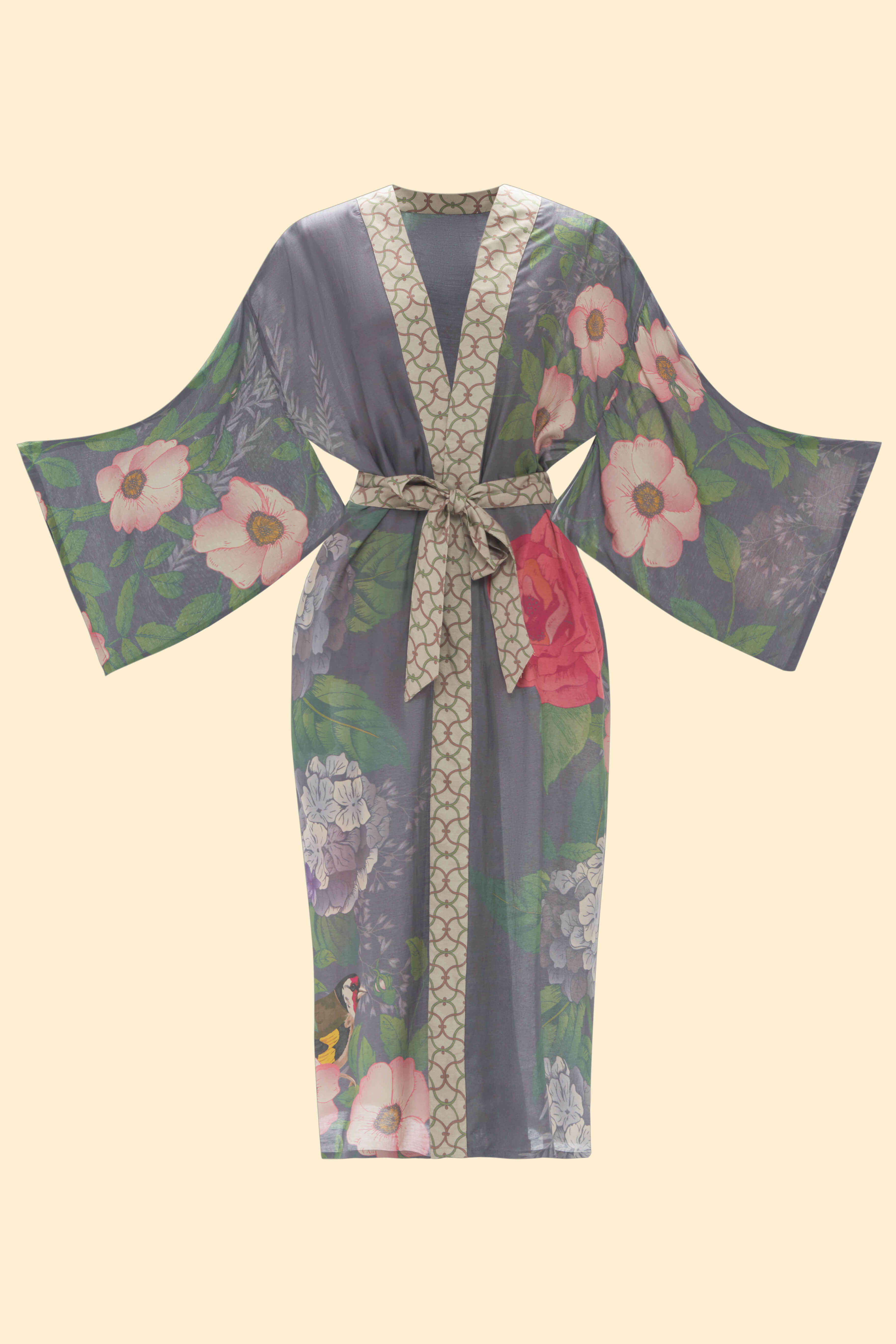 Hedgerow Kimono Gown - Pewter