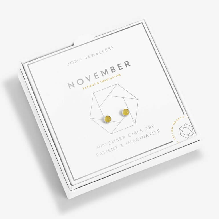 November Yellow Quartz Birthstone Boxed Earrings