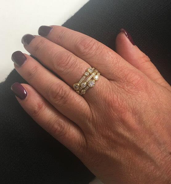 Silver, CZ & Gold Vermeil Bubbled Ring- 7/N