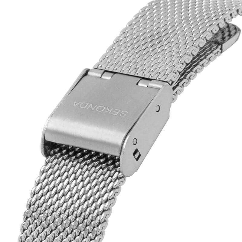 Rose Gold Plated Square White Dial & Steel Mesh Bracelet Strap Ladies Watch