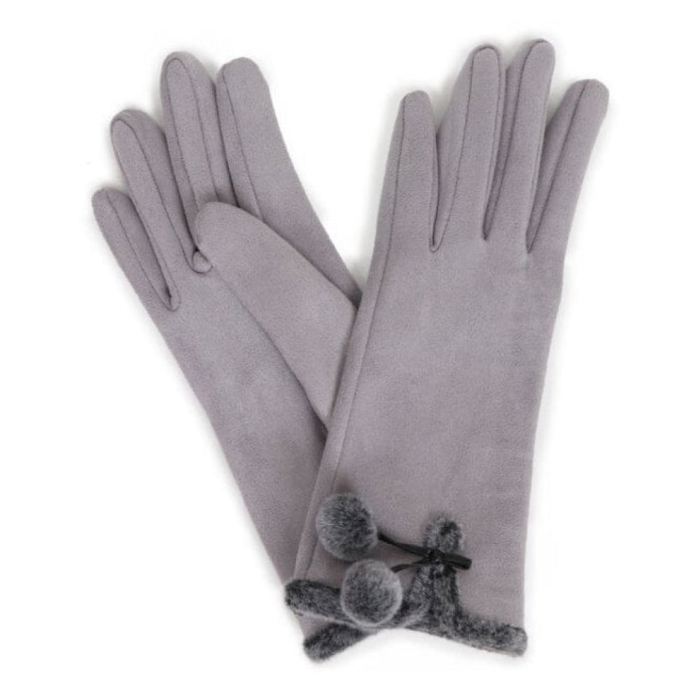 Amelia Faux Suede Gloves In Pale Grey
