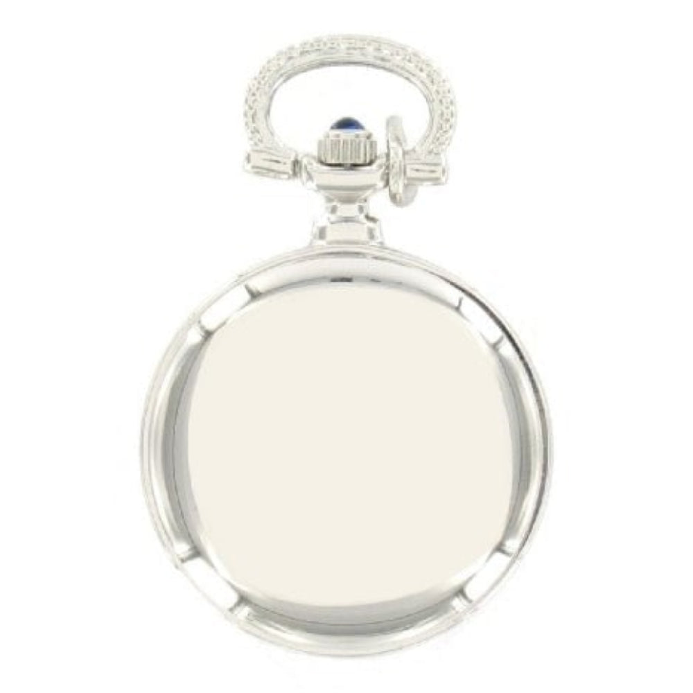 Silver Plated Open Faced Quartz Pendant Necklace Watch With Chain