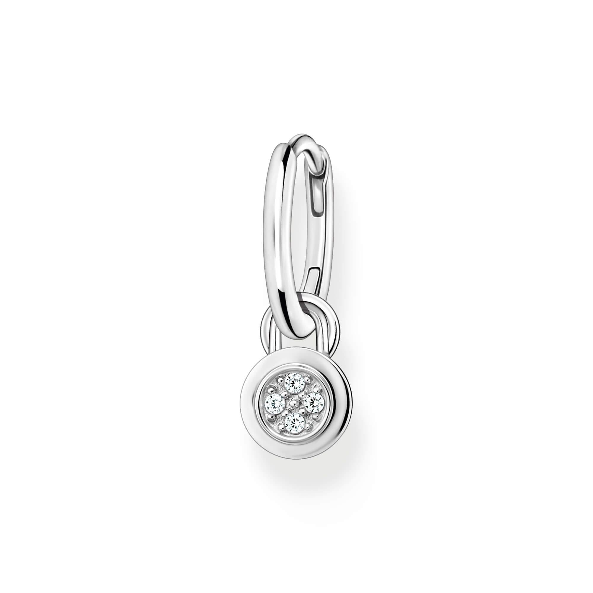 Single Hoop Earring With White CZ & Eyelet