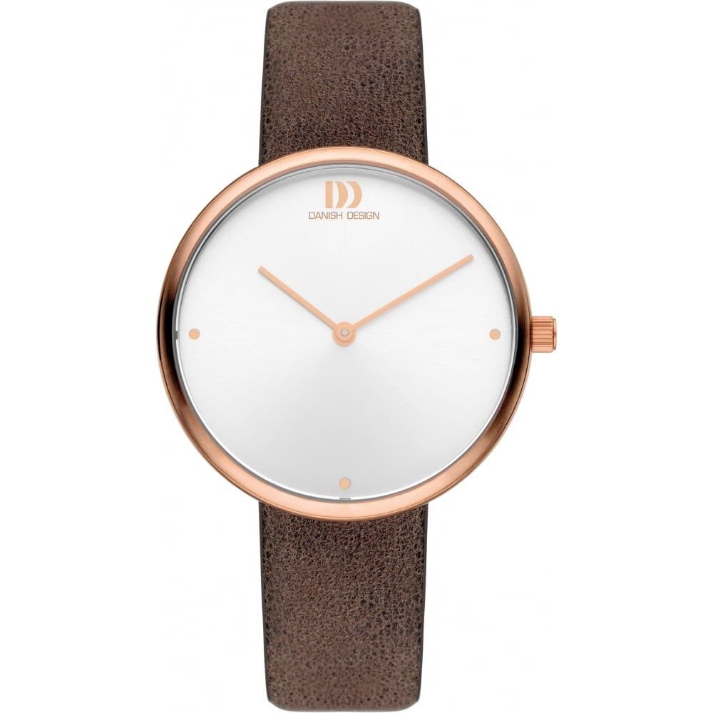 Rose Gold Plated Dial & Leather Strap Ladies Wristwatch