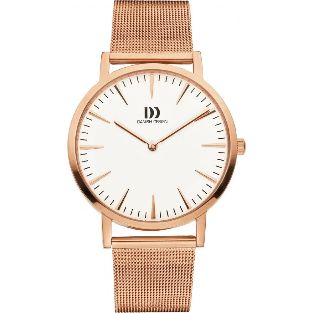 Gents Rose Gold Stainless Steel Strap Watch White Dial