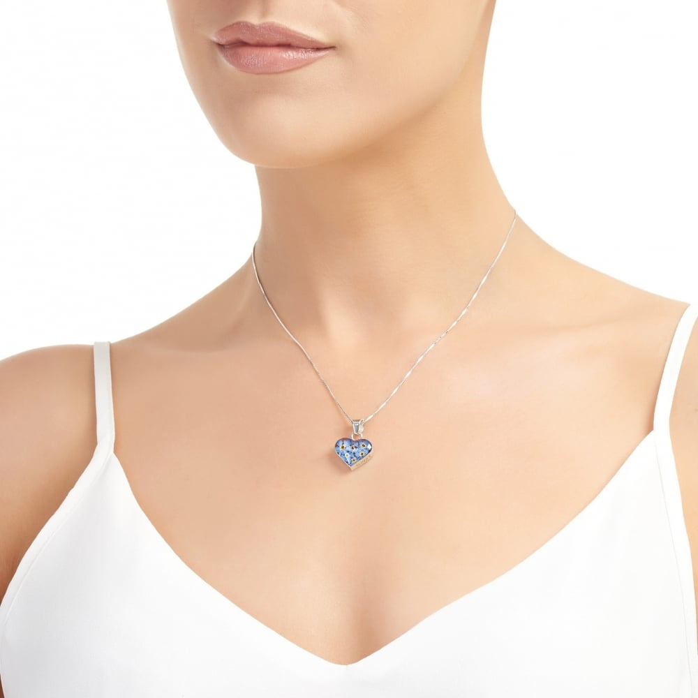 Silver Pendant - Forget-me-not - Heart