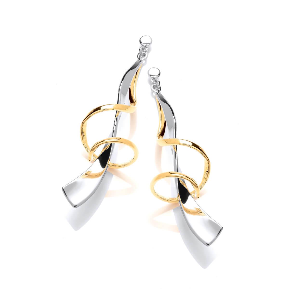 Silver & Gold Twizzle Drop Earrings