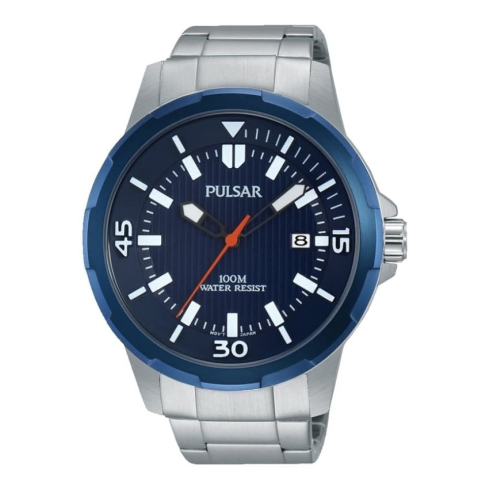 Mens Bracelet Watch with Blue Face
