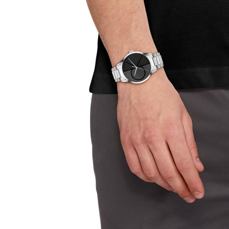 SS Bracelet Strap With Black CK Dial Unisex Watch