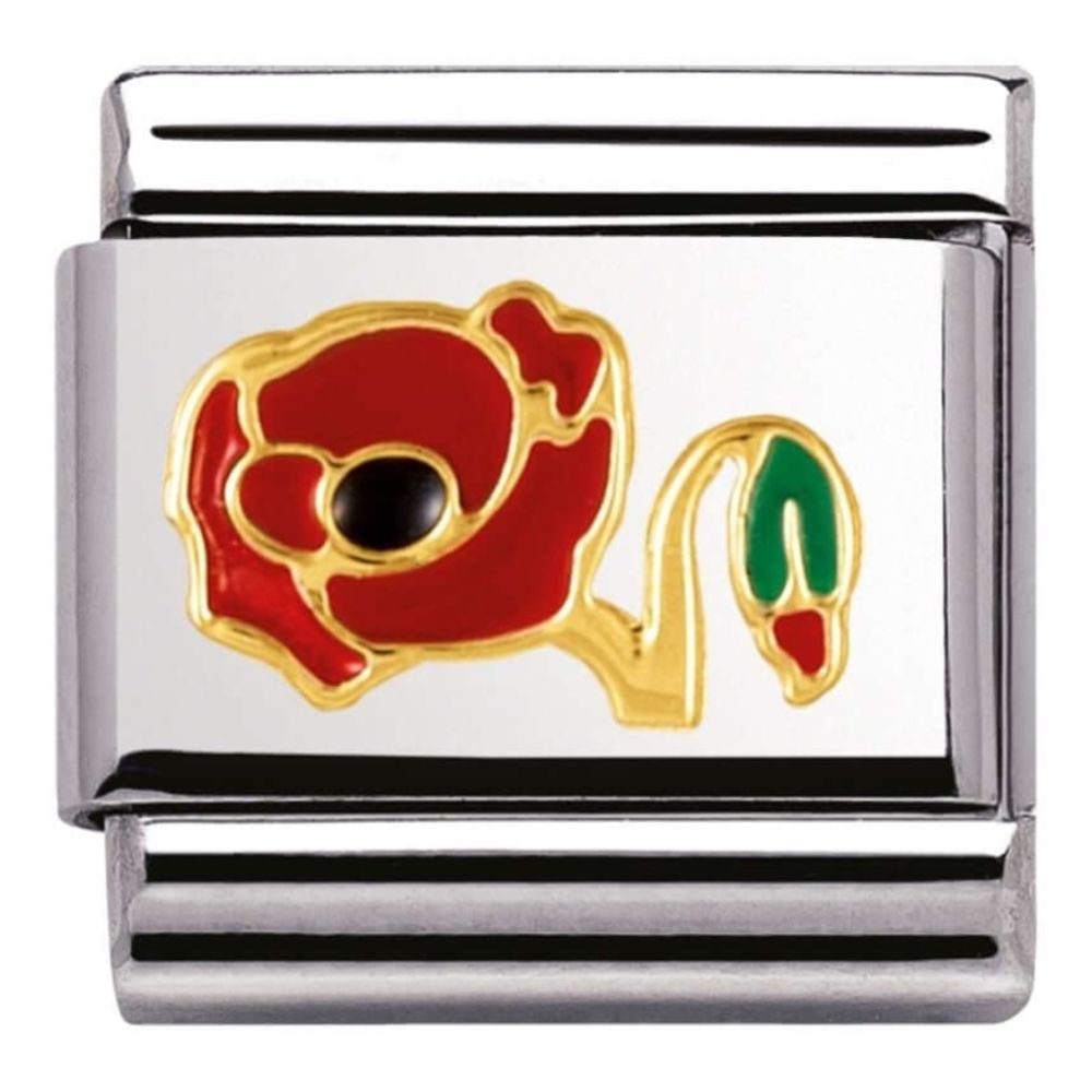 Classic Gold and Enamel Poppy Link