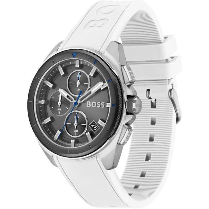 Volane Grey Chronograph Dial White Rubber Strap Gents Watch