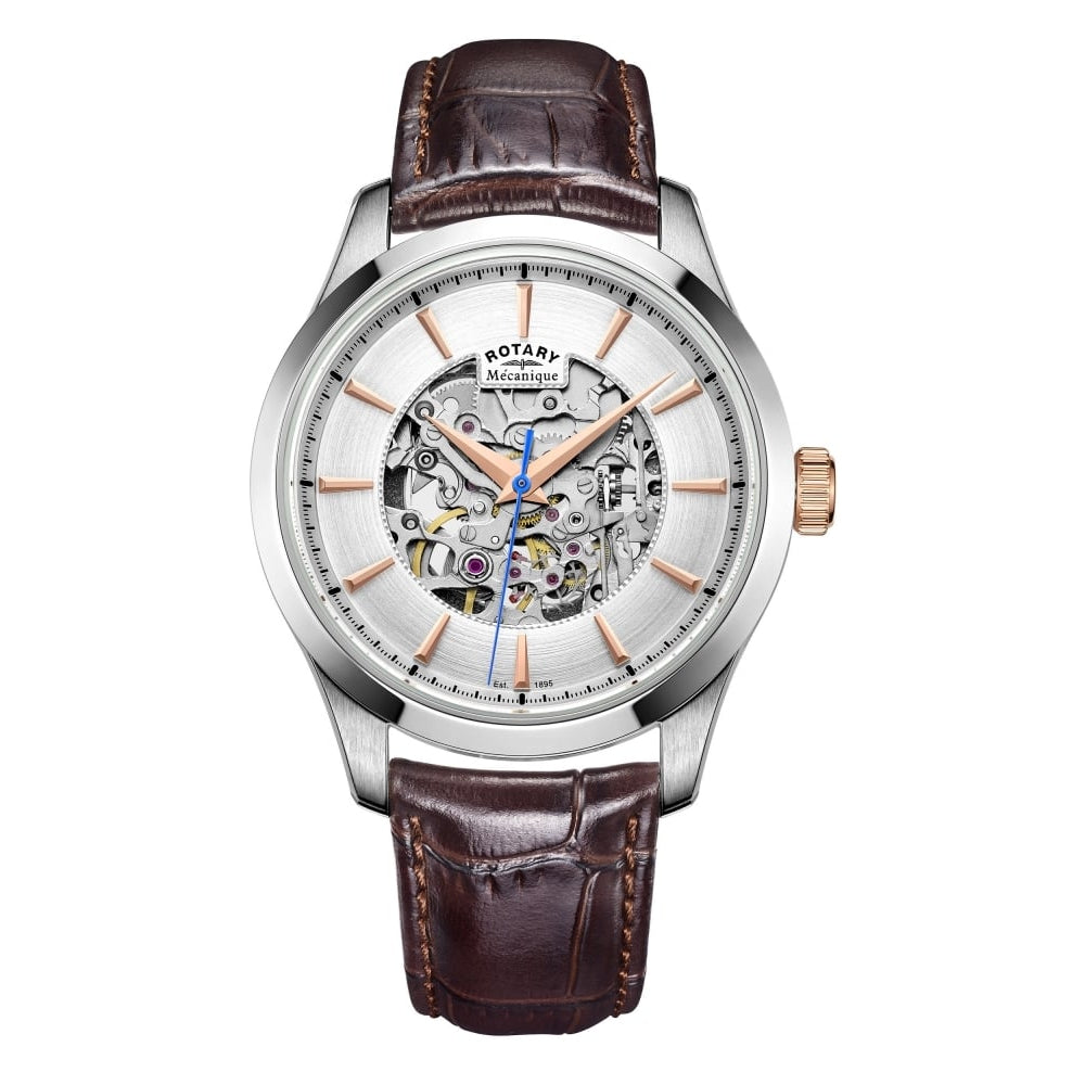 Mens Chrome Automatic Skeleton Watch