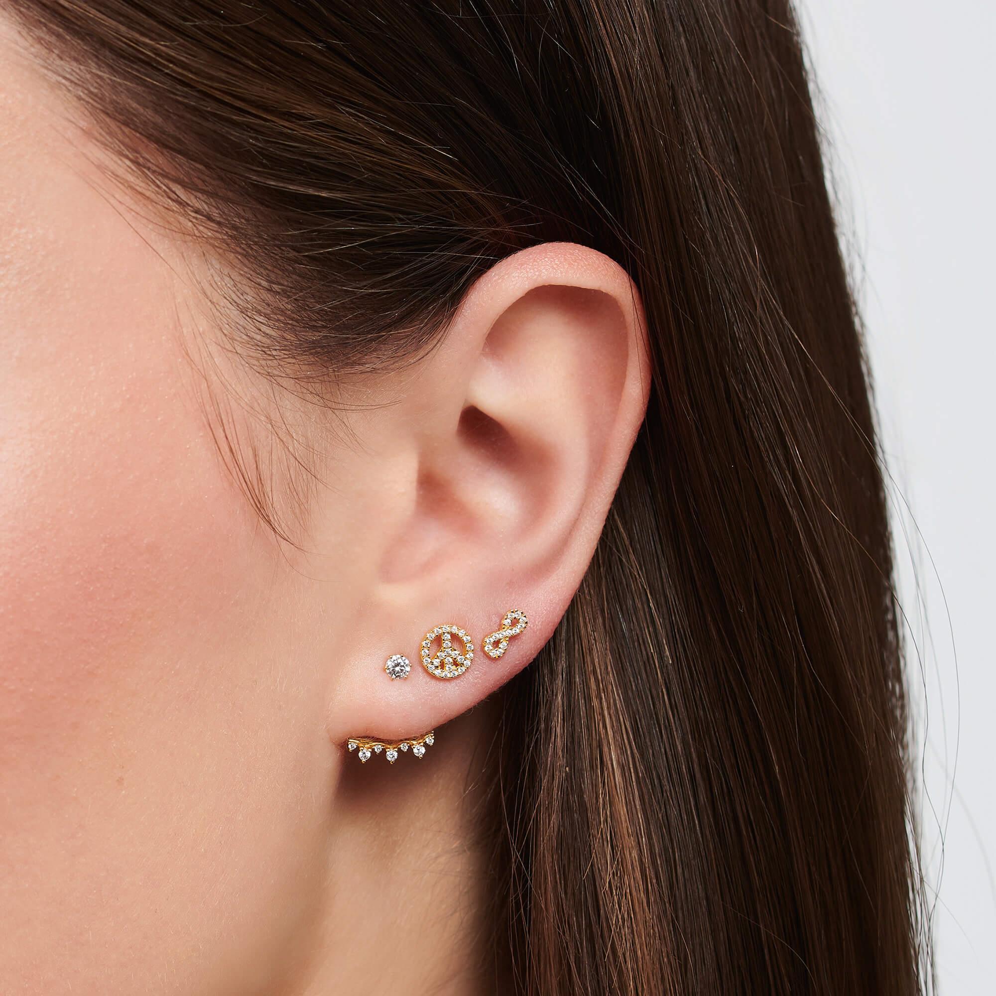 Gold Plated Infinity Single Ear Stud With CZ