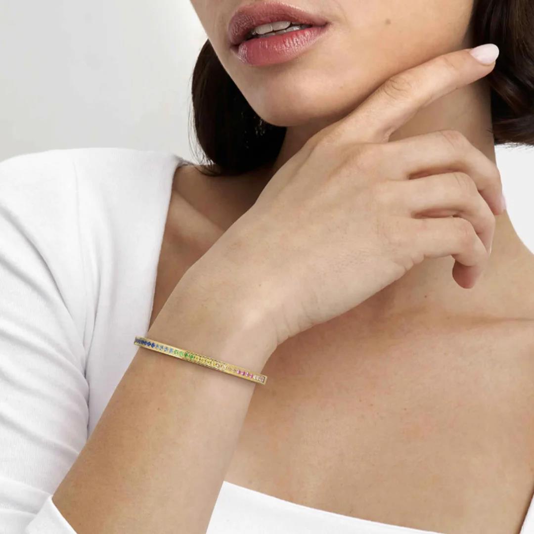 Pretty Bangle In YG With Multicolour CZ