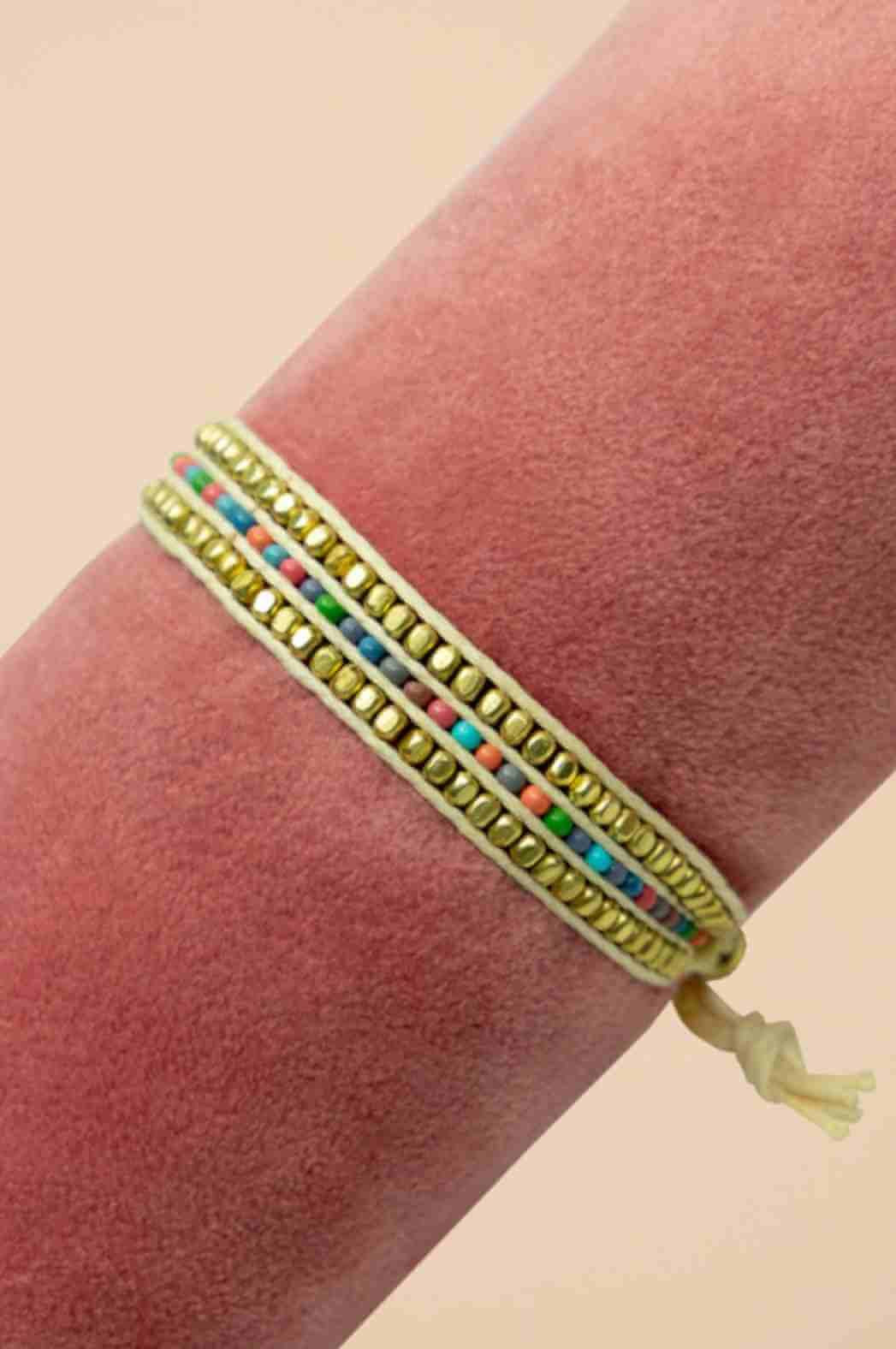 Beaded Bracelet Narrow - Multi Stripe