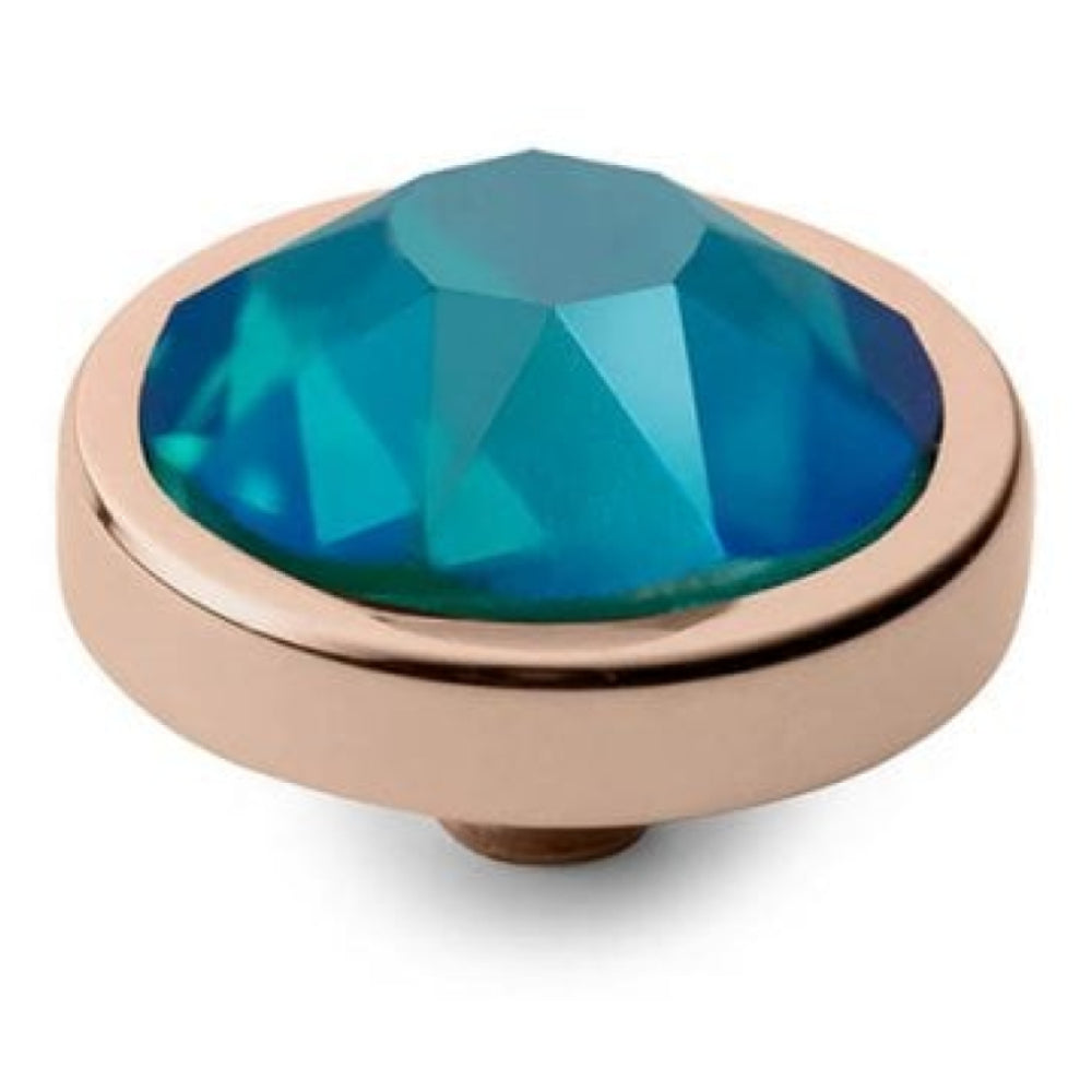 Interchangeable Canino Blue Zircon Shimmer Crystal Top in RG