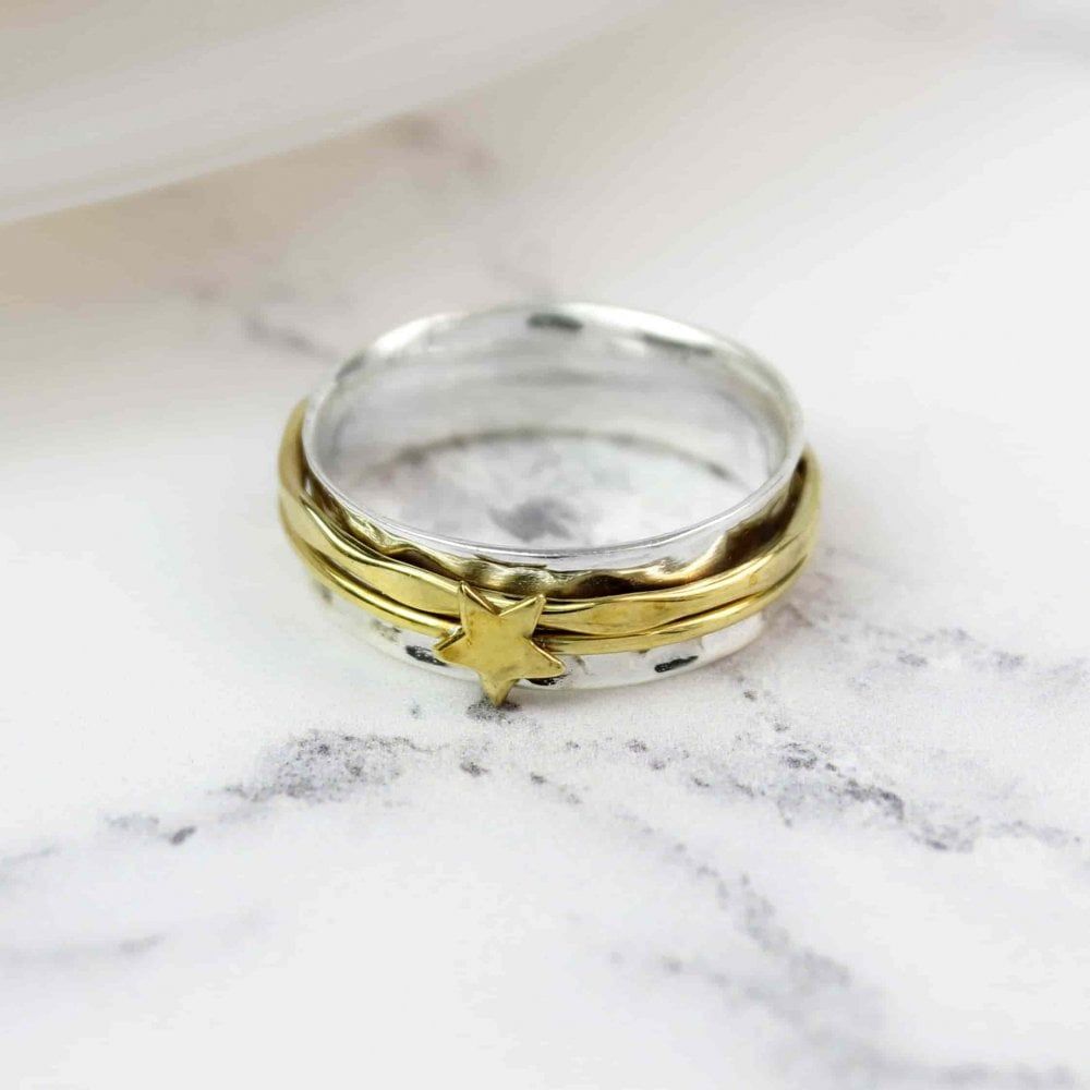 Silver/Brass Star Spinning Ring