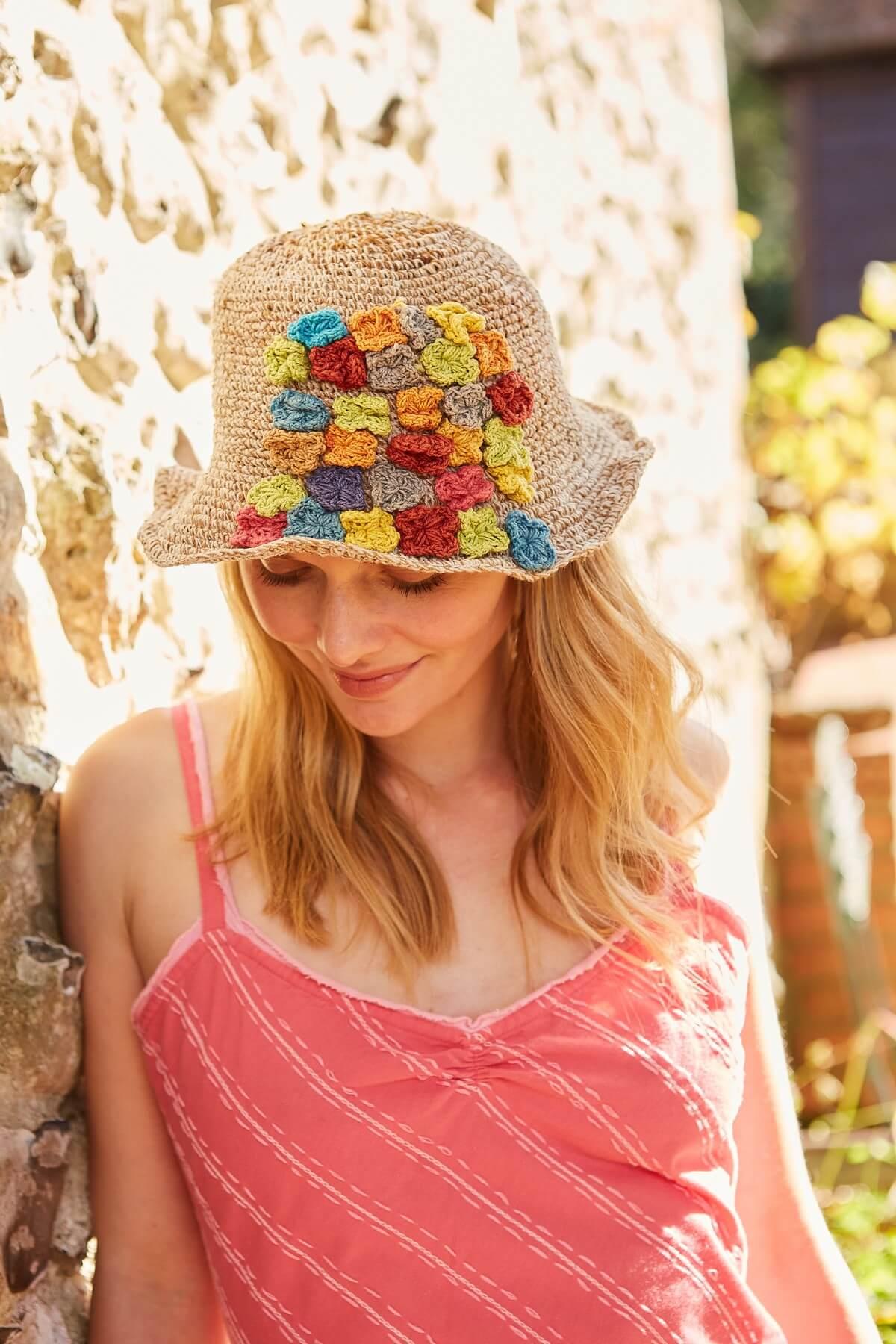 Hemp/Cotton Hat Applique Flowers