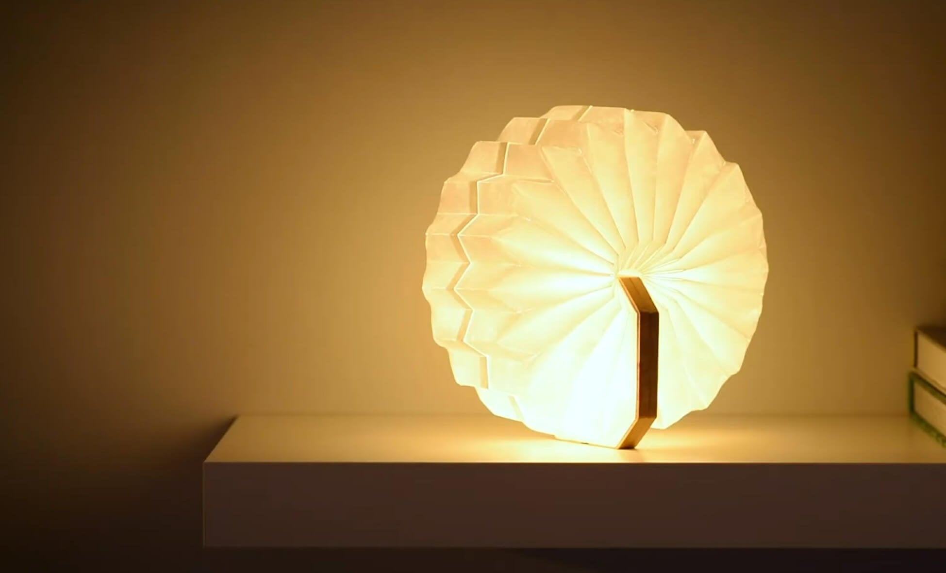 Wood Accordion Lamp- Natural Walnut Wood