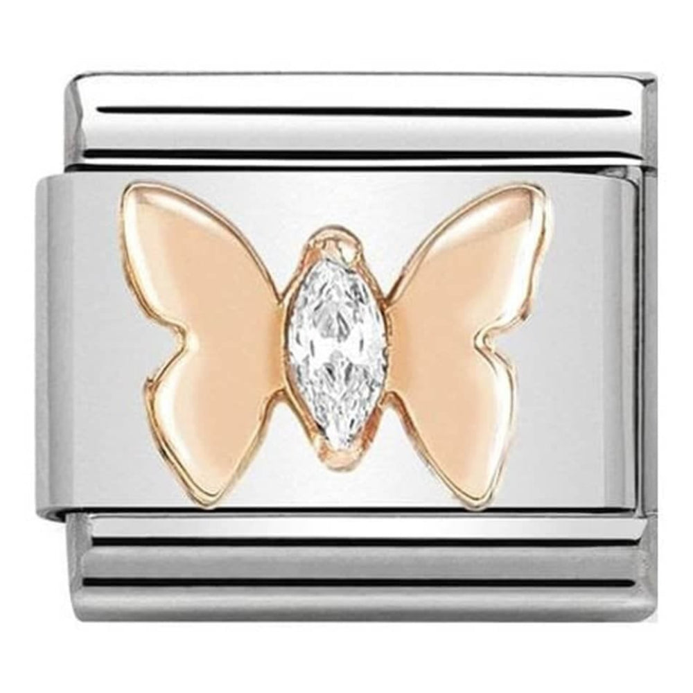 Classic Rose Gold Butterfly With CZ Stone Link