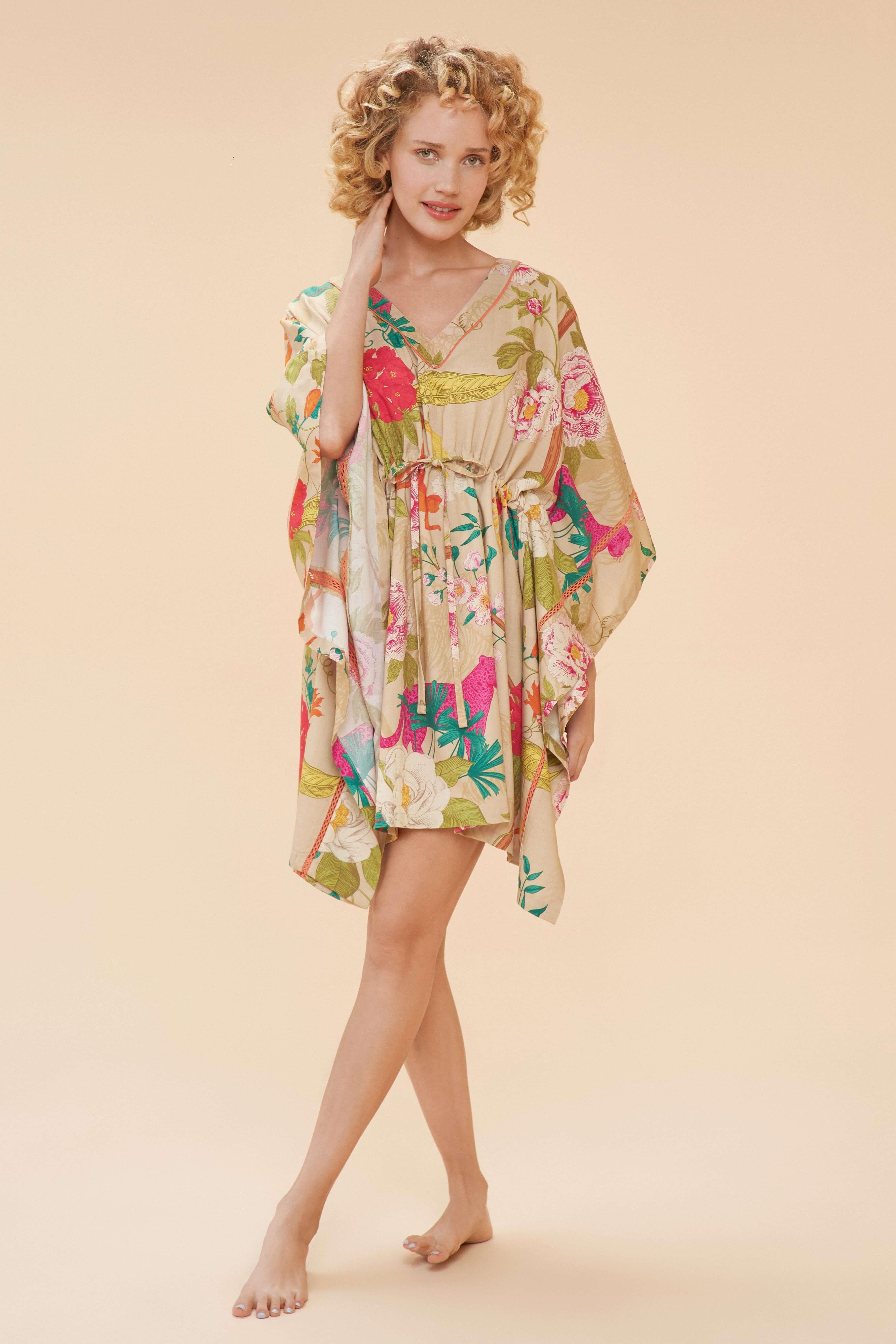 Beach Cover Up - Tropical Flora and Fauna -Coconut